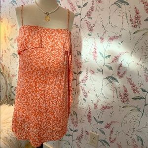 OLIVACEOUS ORANGE RUFFLE DRESS